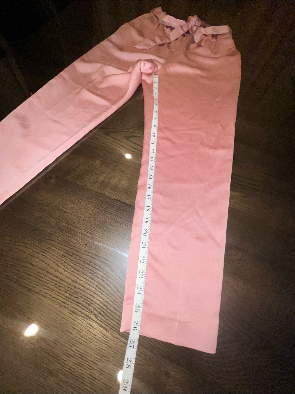Express High-Waisted Blush Pink Satin Sash-Tie Ankle Pants Women’s Size Small - Picture 10 of 12
